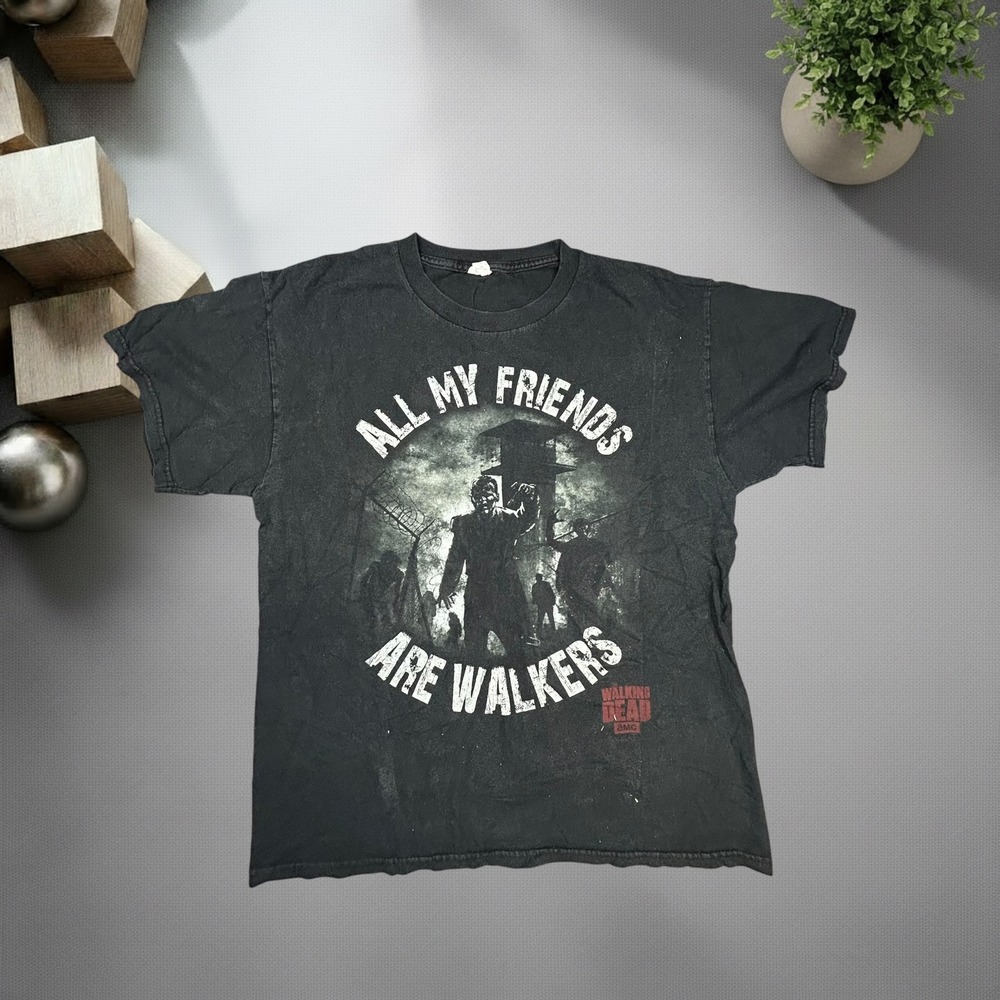 Vintage The Walking Dead All My Friends Are Walkers Graphic T-Shirt Black L